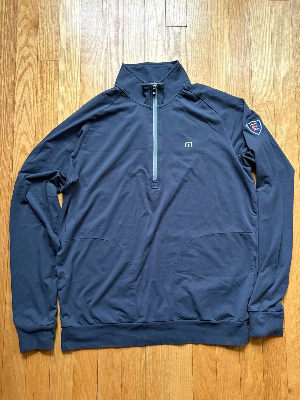 Travis Mathew Men’s Performance Golf 1/4 Zip Pullover Medium Blue Pockets